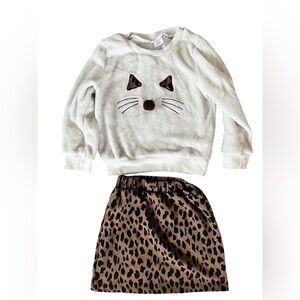 Animal Print, Girl’s Sweater & Skirt Set, Size: 5-6